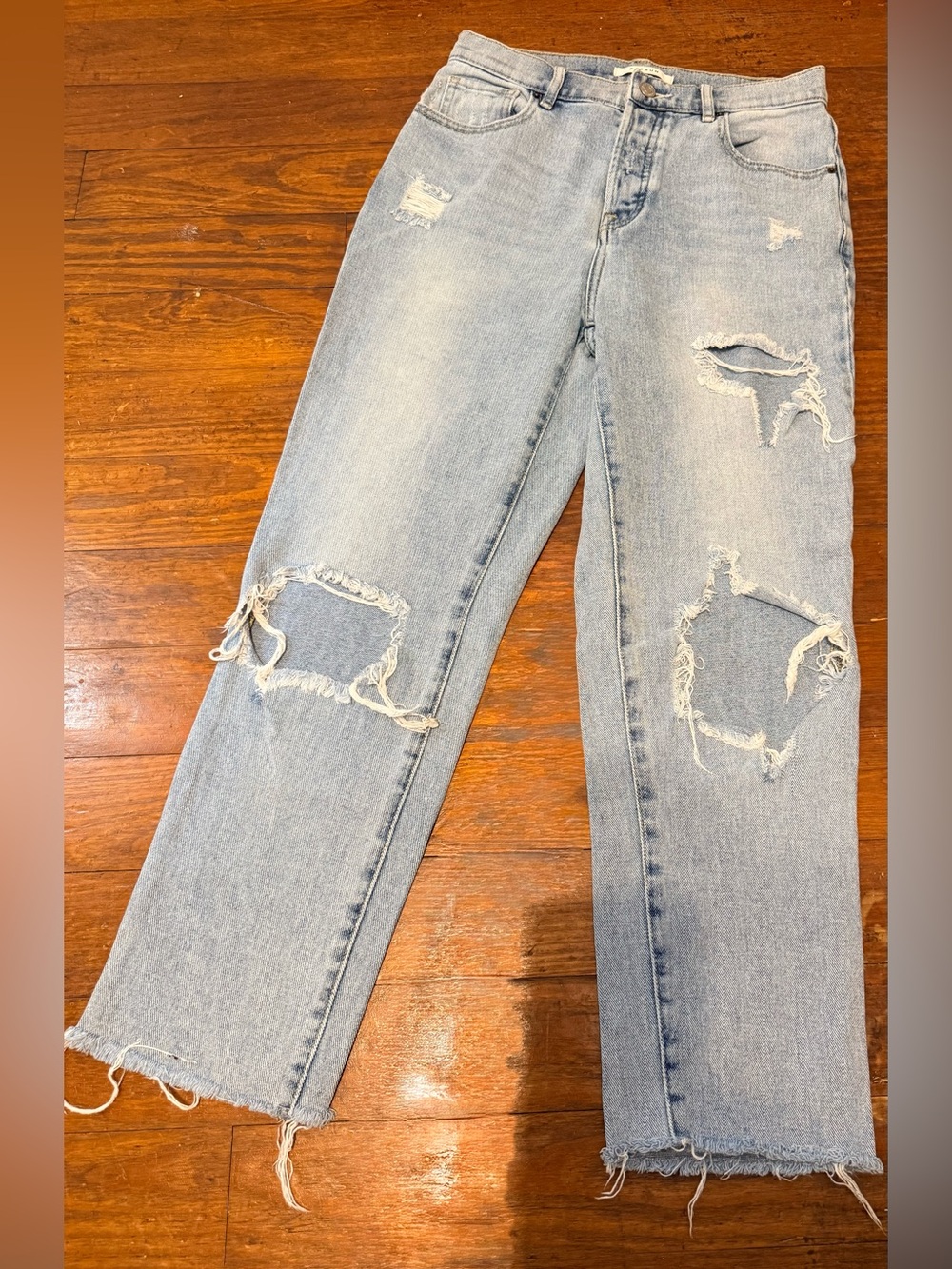PacSun Light Blue Distressed Straight-Leg Jeans
